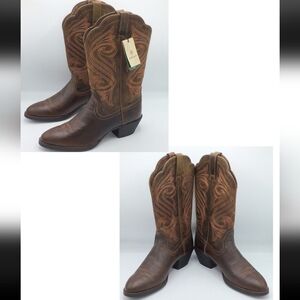 Ariat Heritage Round Up Brown Embroidered Western Boot 4 LR Size 9.5 B